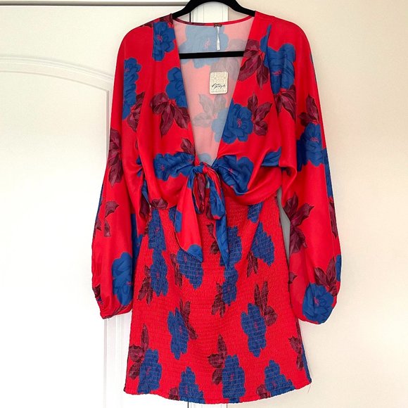 *NWT* Free People Cassie Mini Dress in Cherry Combo - Picture 3 of 7